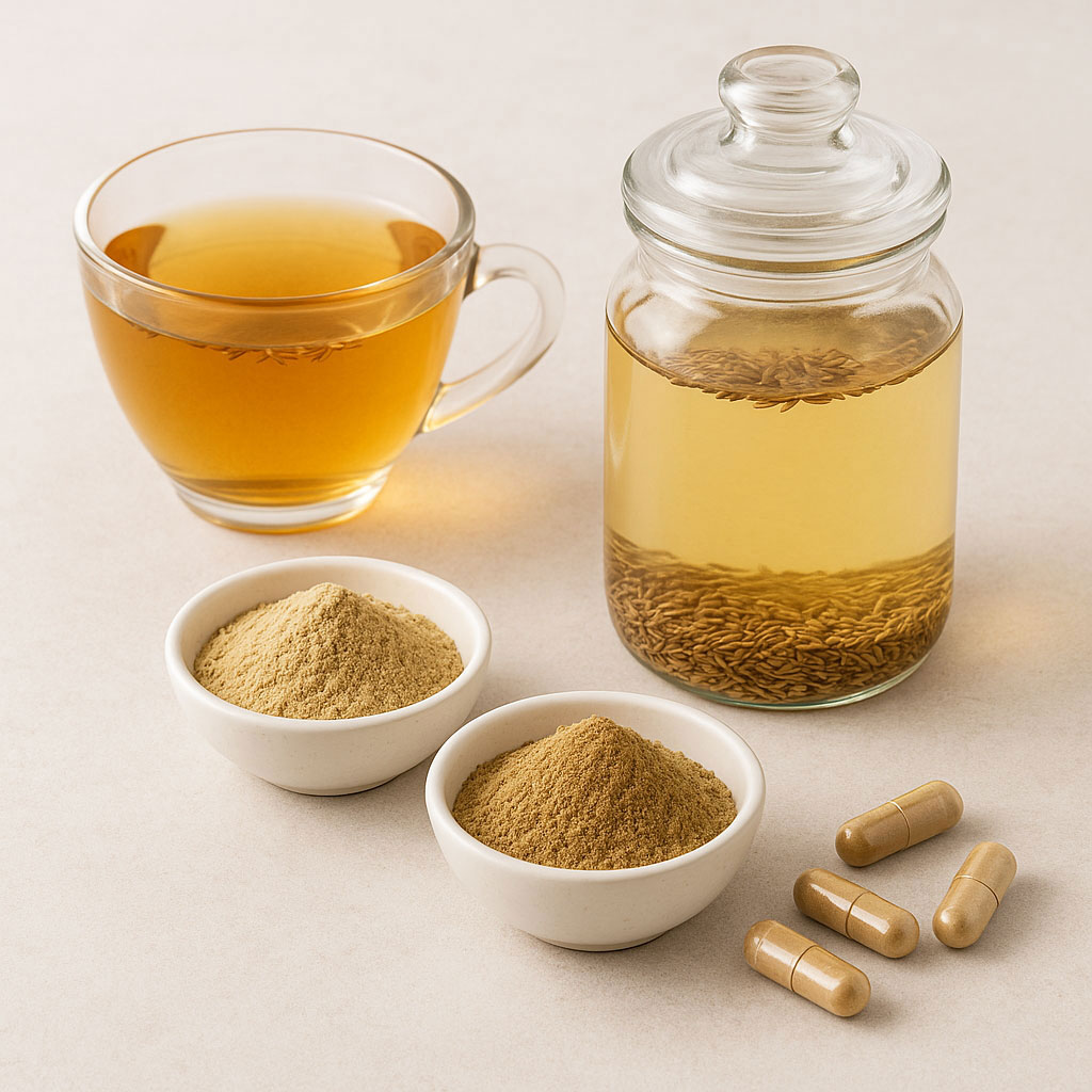 Herbal health remedies featuring cumin