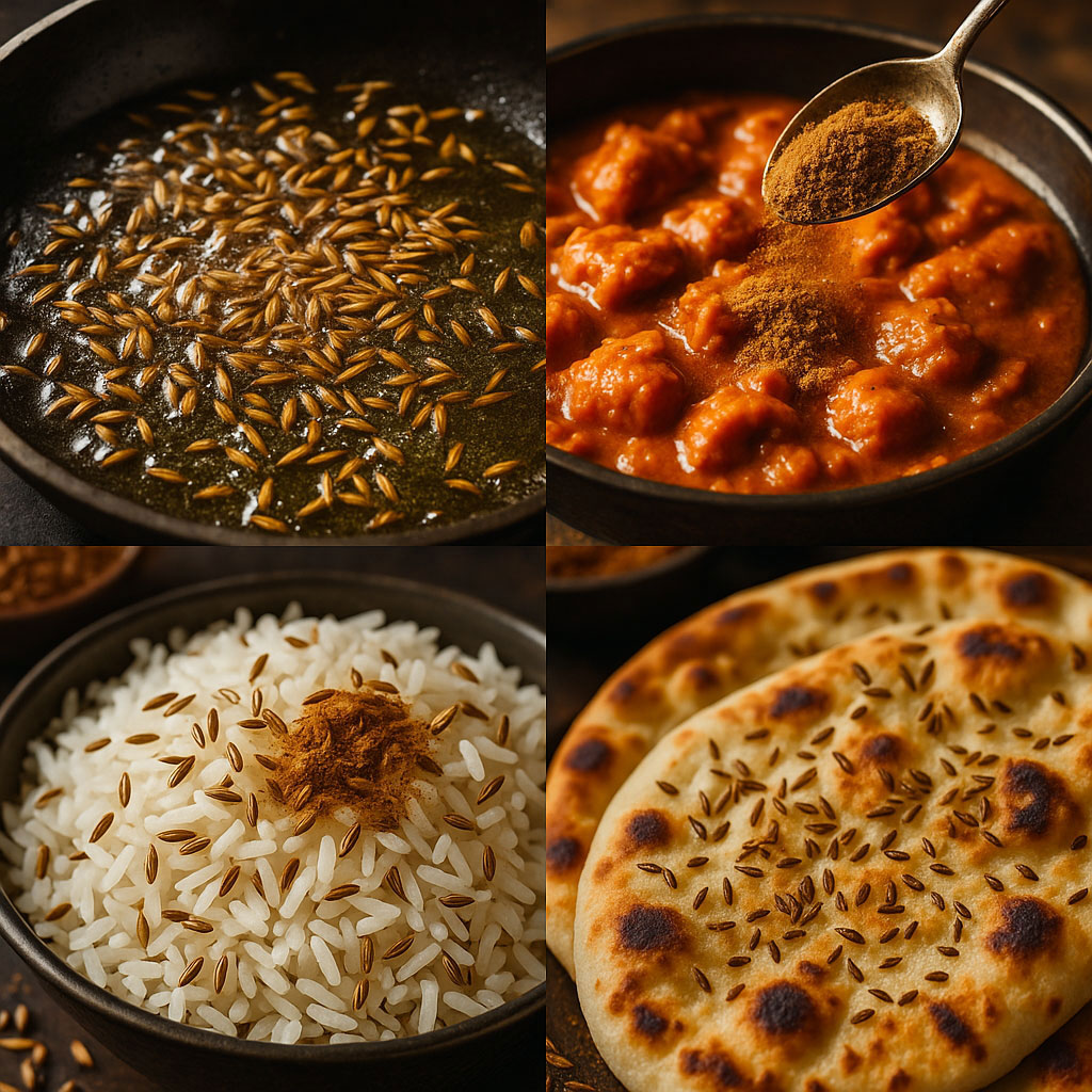 A close-up of cumin seeds in a culinary preparation