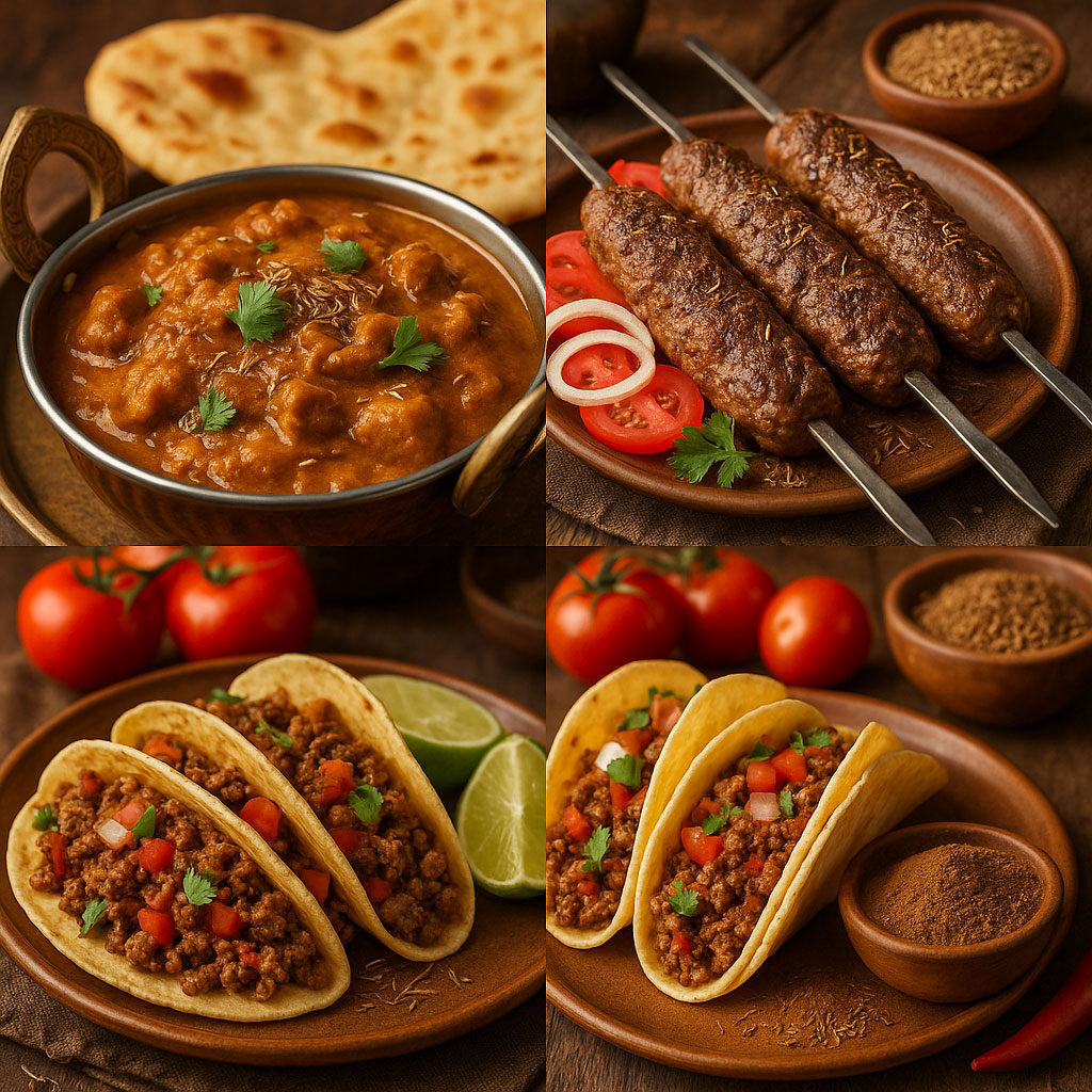 A variety of global dishes spiced with cumin